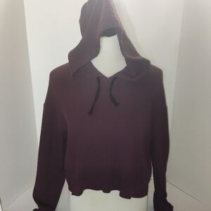 Victorias Secret PINK Plain Ribbed Cropped Lightweight Hoodie Size Xs